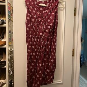Old Navy Burgundy Floral Print Button-Front Casual Dress